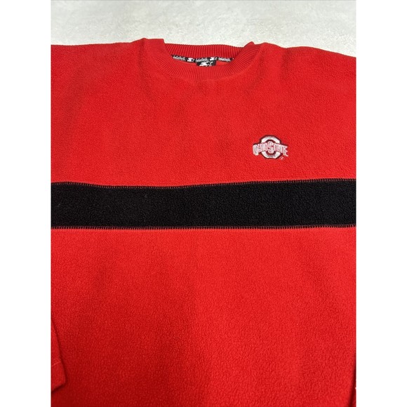 Vintage Starter OSU Ohio State Buckeyes Red Fleece Sweatshirt Men's Size Large - Picture 2 of 8